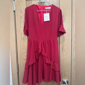 Elegant Red Ruffle Dress